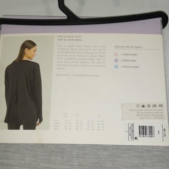 Wander by Hottotties Midweight Tie Back Tunic Soft & comfortable Size S NWT - Picture 4 of 5